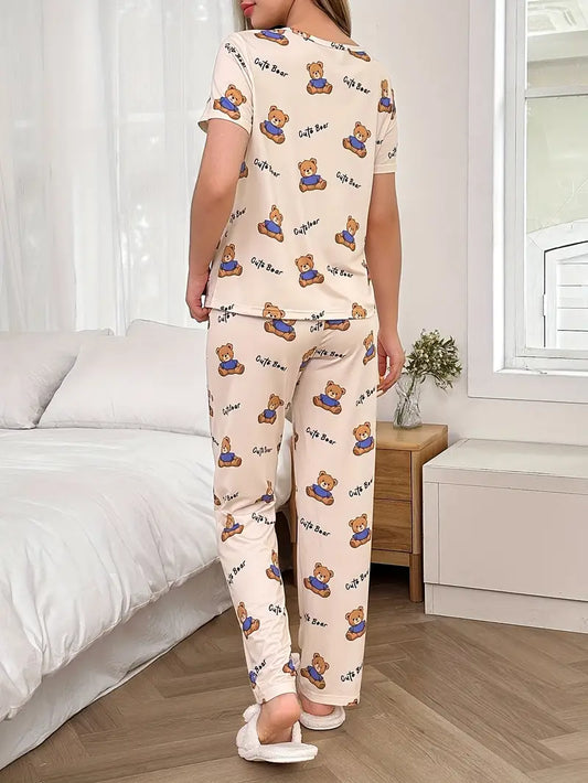 Apricot Letter Bear Pajama Set