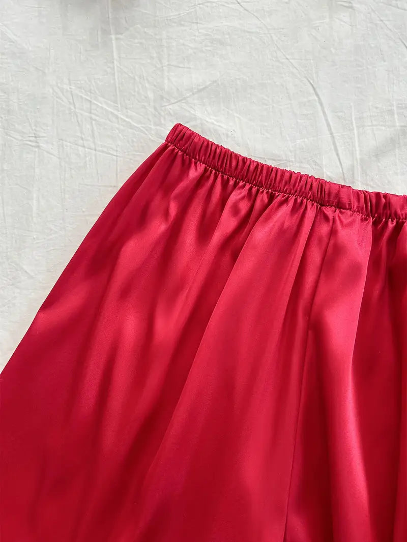 3pcs Pajama Set with Belt (Red)