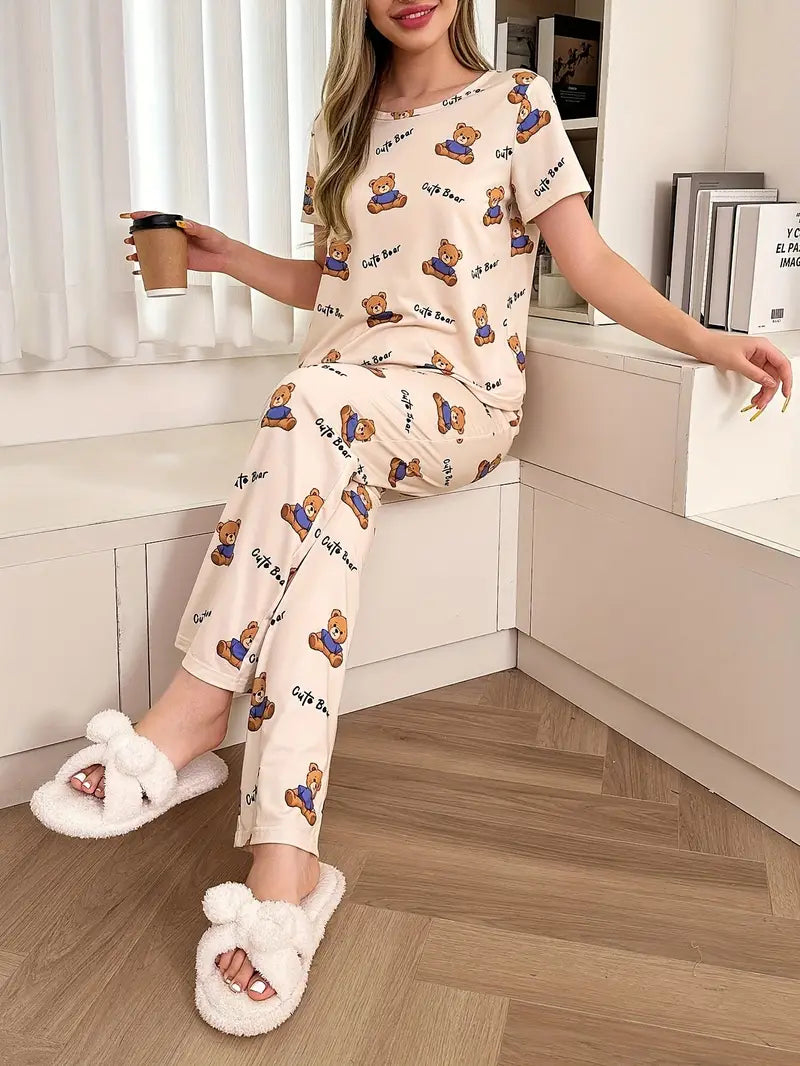 Apricot Letter Bear Pajama Set