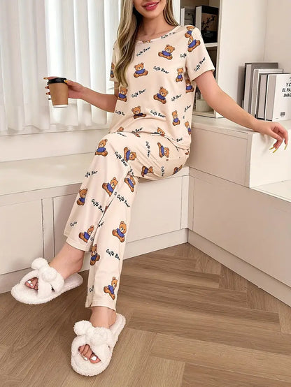 Apricot Letter Bear Pajama Set