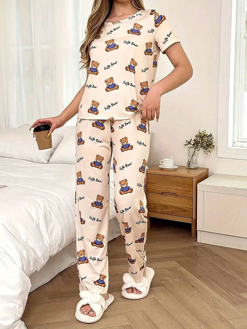 Apricot Letter Bear Pajama Set