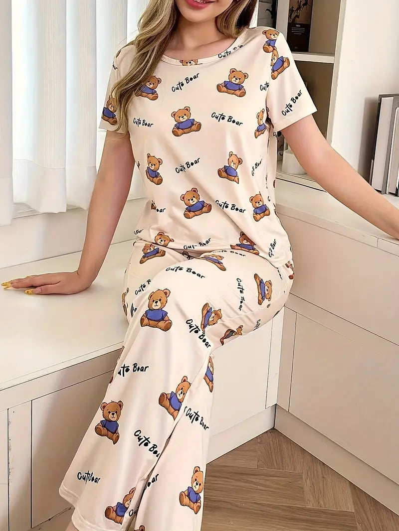 Apricot Letter Bear Pajama Set