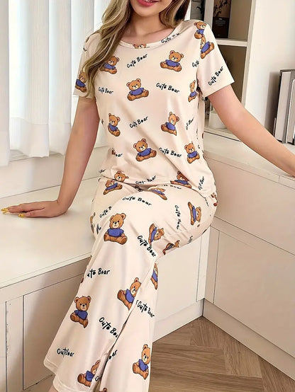 Apricot Letter Bear Pajama Set