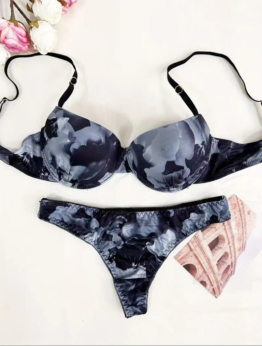 Floral Print Push-Up Bar + Thong