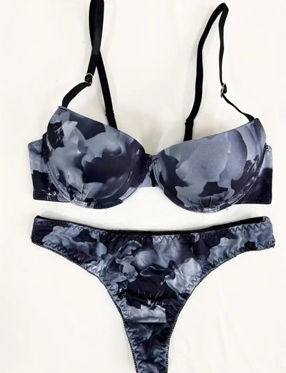 Floral Print Push-Up Bar + Thong