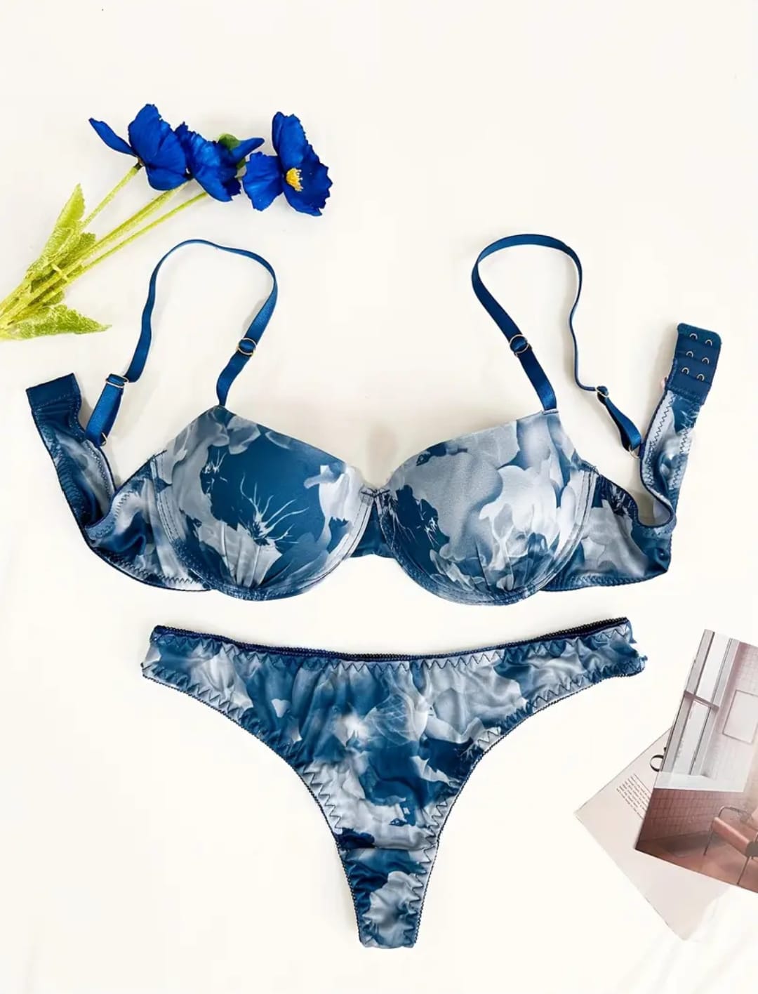Casual Tie-Dye Print Push-Up Bra Set