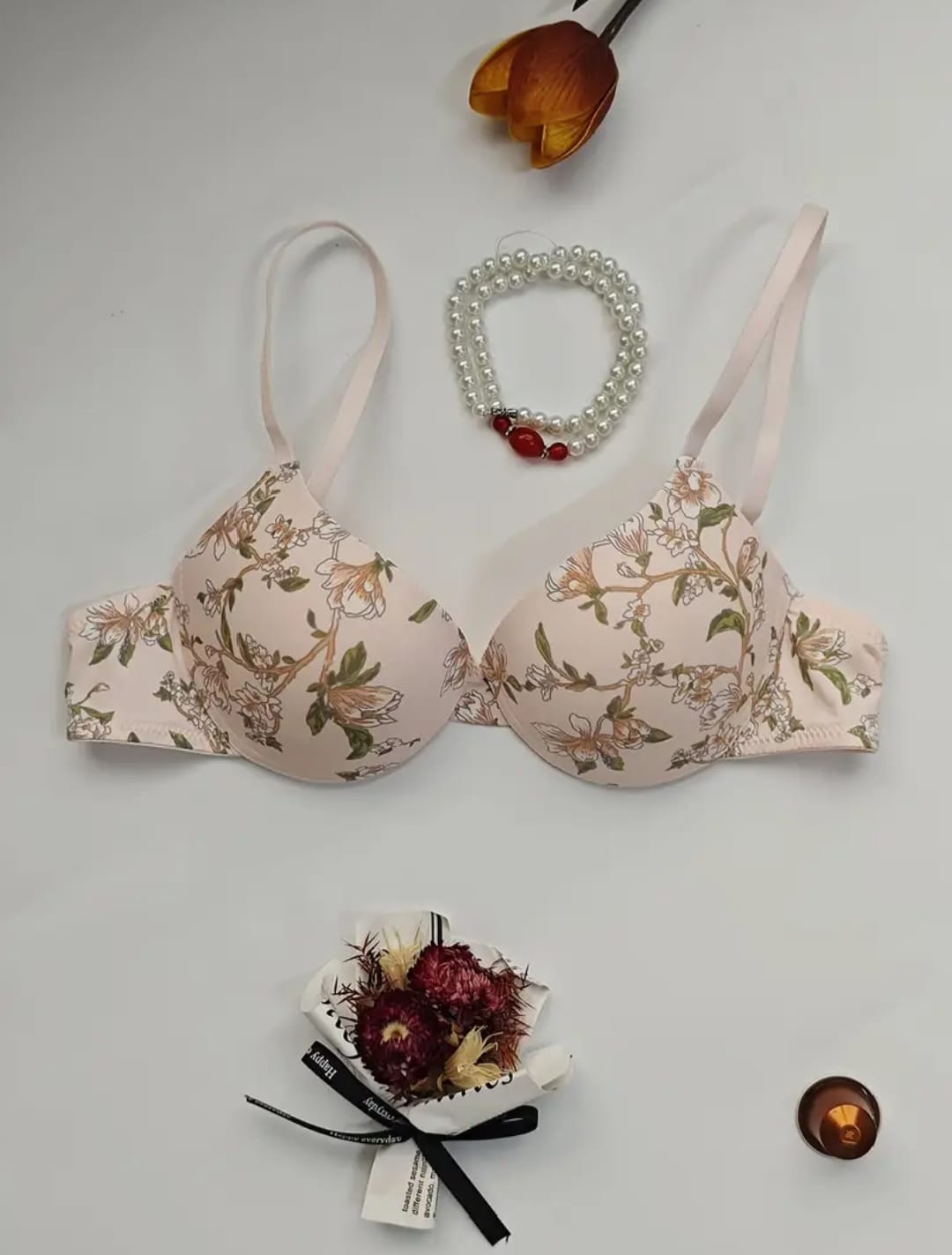 Floral Print Bra and Underwear Set
