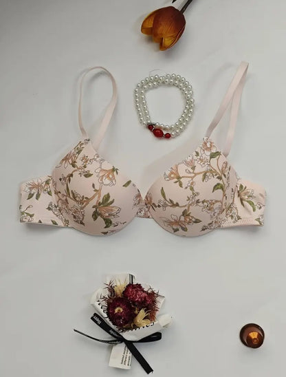 Floral Print Bra and Underwear Set