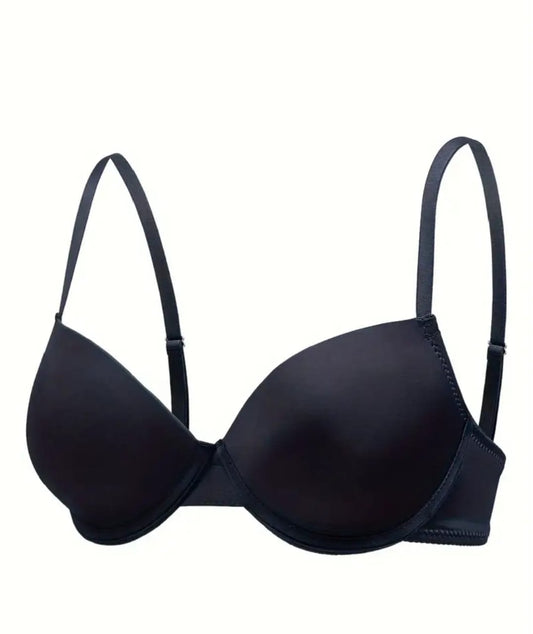 Minimalist Solid Seamless Bra (Black)