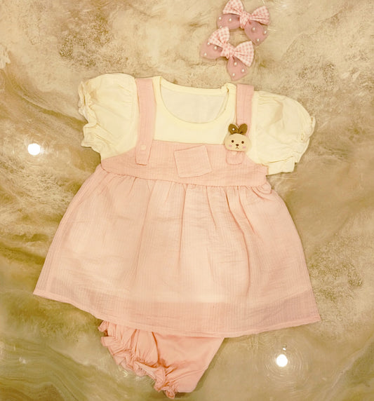Ruffled Rosebud Baby Dress Set
