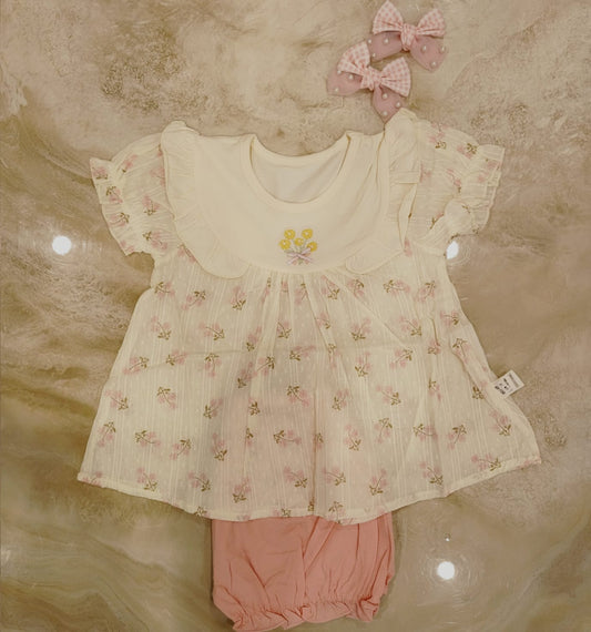 Petal Pink Bloomers Baby Dress Set