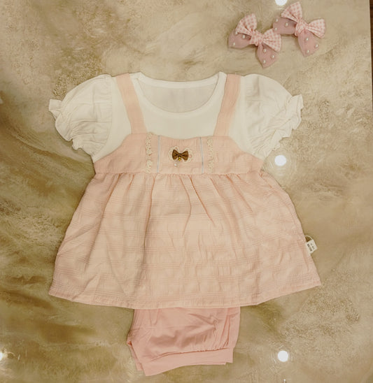 Peach Blossom Baby Dress Set